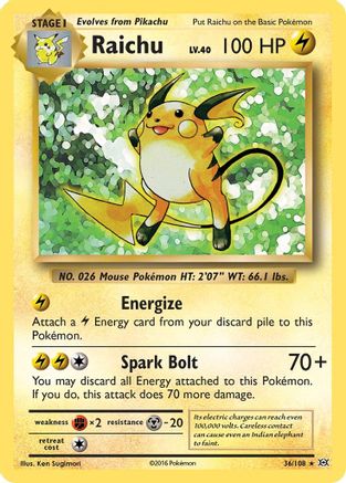 Raichu (036/108) [XY  Evolutions] Reverse Holofoil - Holo Rare