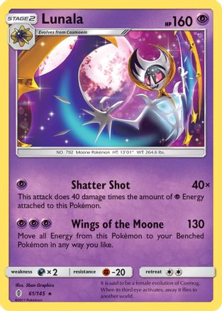 Lunala (061/145) [SM  Guardians Rising] Reverse Holofoil - Rare