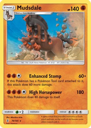 Mudsdale (076/145) [SM  Guardians Rising] Reverse Holofoil - Holo Rare