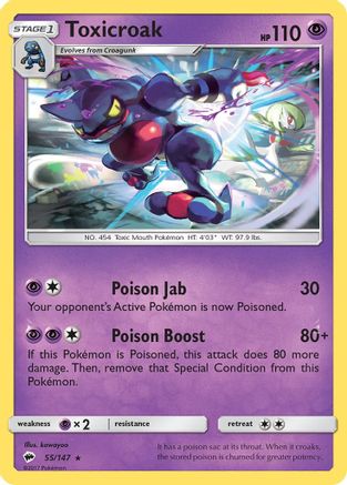 Toxicroak (055/147) [SM  Burning Shadows] Reverse Holofoil - Rare