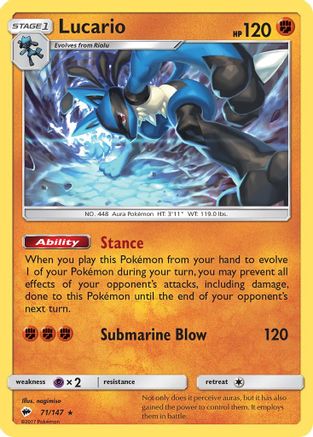 Lucario (071/147) [SM  Burning Shadows] Reverse Holofoil - Holo Rare