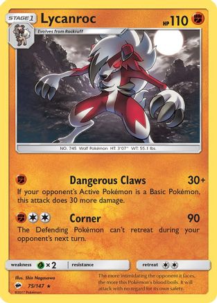 Lycanroc (075/147) [SM  Burning Shadows] Reverse Holofoil - Holo Rare