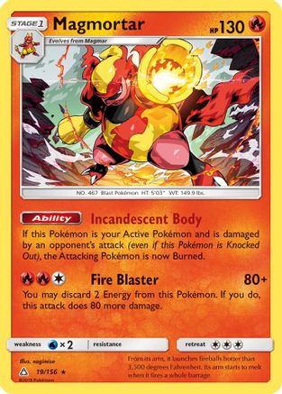 Magmortar (19/156) [SM  Ultra Prism] Reverse Holofoil - Holo Rare
