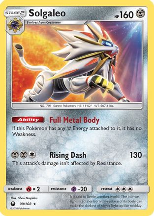 Solgaleo (99/168) [SM  Celestial Storm] Holofoil - Holo Rare