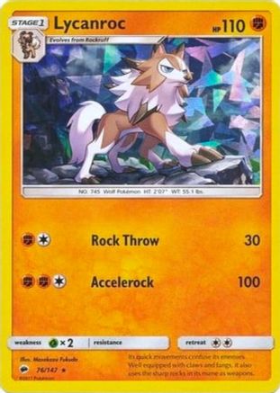Lycanroc (Cracked Ice Holo) (76/147) [Deck Exclusives] Holofoil - Holo Rare