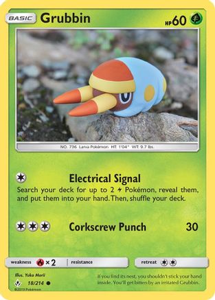 Grubbin (018/214) [SM  Unbroken Bonds] Reverse Holofoil - Common
