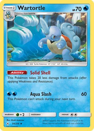 Wartortle (034/214) [SM  Unbroken Bonds] Reverse Holofoil - Uncommon