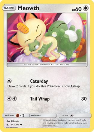 Meowth (147/214) [SM  Unbroken Bonds] Reverse Holofoil - Common