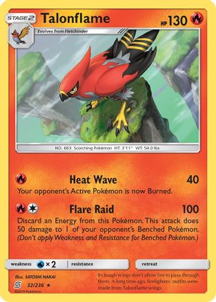 Talonflame (32/236) [SM  Unified Minds] Reverse Holofoil - Rare
