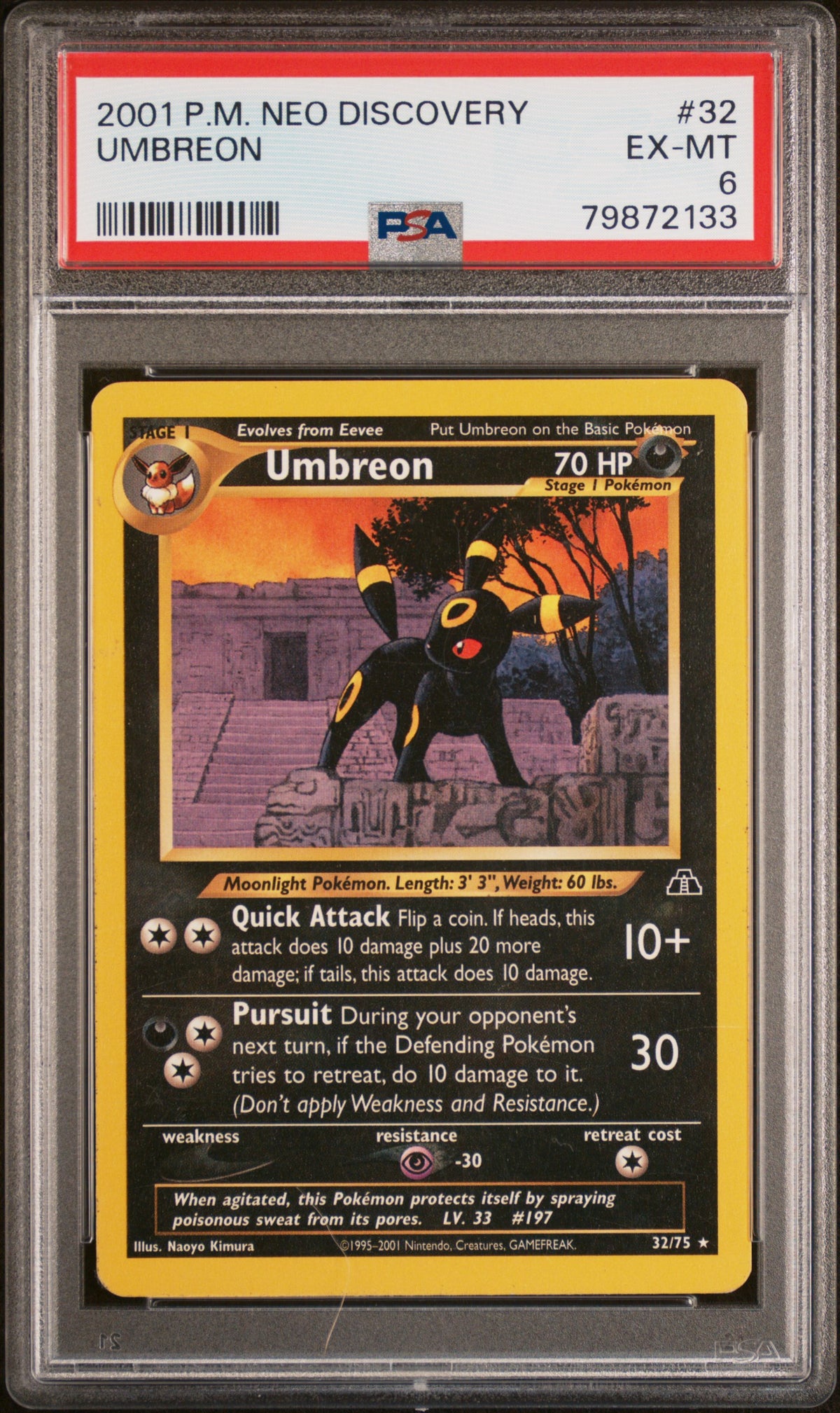 2001 POKEMON NEO DISCOVERY #32 UMBREON PSA 6 – front