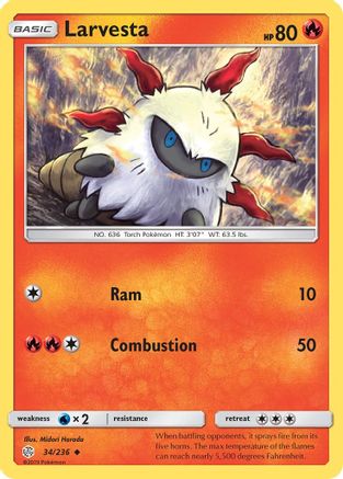 Larvesta (034/236) [SM  Cosmic Eclipse] Reverse Holofoil - Uncommon