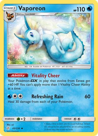 Vaporeon (042/236) [SM  Cosmic Eclipse] Normal - Uncommon