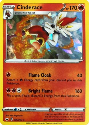 Cinderace (Cracked Ice Holo) (36/202) [Deck Exclusives] Holofoil - Holo Rare