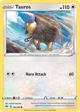 Tauros (134/189) [SWSH03 Darkness Ablaze] Reverse Holofoil - Common