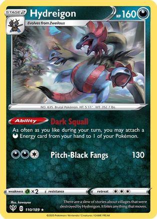Hydreigon (110/189) [SWSH03 Darkness Ablaze] Reverse Holofoil - Rare
