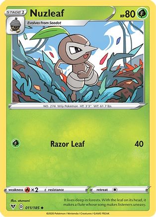 Nuzleaf (011/185) [SWSH04 Vivid Voltage] Normal - Uncommon