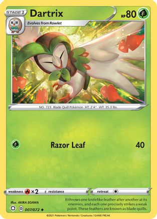 Dartrix (007/72) [Shining Fates] Reverse Holofoil - Uncommon