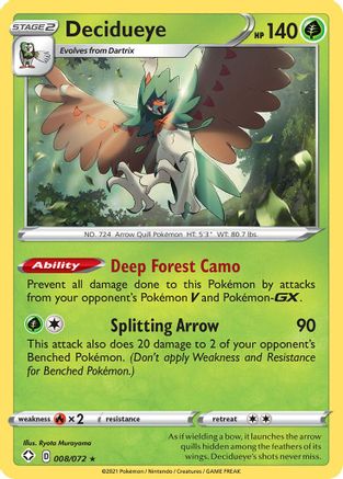 Decidueye (008/72) [Shining Fates] Reverse Holofoil - Holo Rare