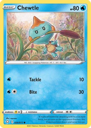 Chewtle (026/72) [Shining Fates] Reverse Holofoil - Common