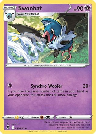 Swoobat (069/203) [SWSH07 Evolving Skies] Reverse Holofoil - Uncommon