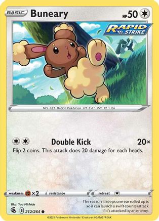 Buneary (212/264) [SWSH08 Fusion Strike] Reverse Holofoil - Common