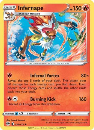 Infernape (026/172) [SWSH09 Brilliant Stars] Holofoil - Holo Rare