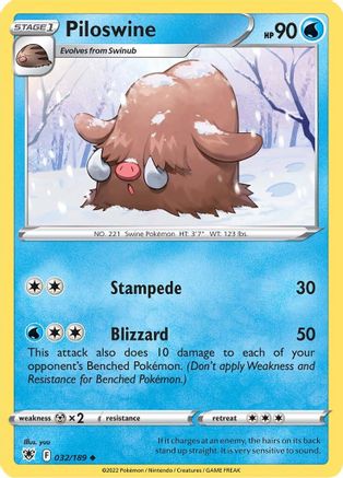 Piloswine (032/189) [SWSH10 Astral Radiance] Reverse Holofoil - Uncommon