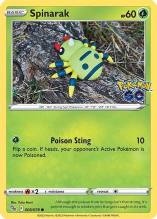 Spinarak (006/78) [Pokemon GO] Reverse Holofoil - Common