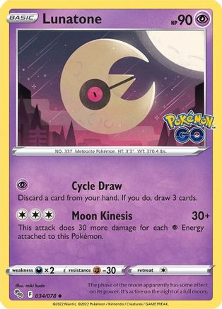 Lunatone (034/78) [Pokemon GO] Reverse Holofoil - Uncommon