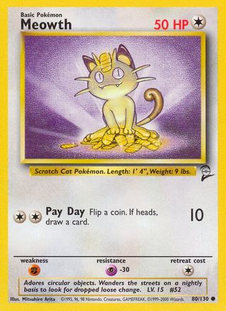 Meowth (080/130) [Base Set 2] Normal - Common