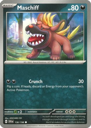 Maschiff (136/198) [SV01 Scarlet & Violet Base Set] Reverse Holofoil - Common