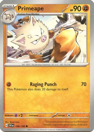 Primeape (108) [SV01 Scarlet & Violet Base Set] Reverse Holofoil - Common