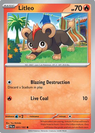 Litleo (031) [SV02 Paldea Evolved] Reverse Holofoil - Common