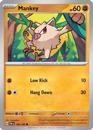 Mankey (Cosmos Holo) (106/193) [Miscellaneous Cards & Products] Holofoil - Common