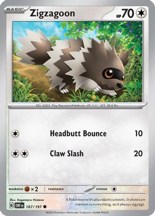 Zigzagoon (167) [SV03 Obsidian Flames] Normal - Common