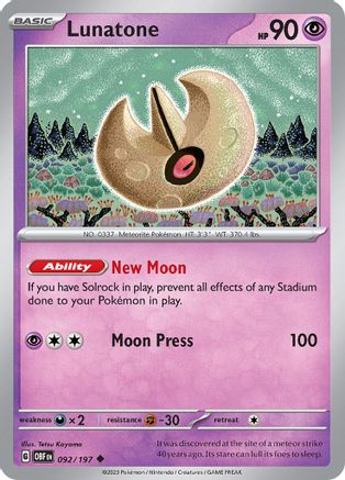 Lunatone (092) [SV03 Obsidian Flames] Normal - Uncommon