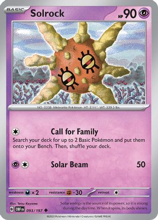 Solrock (093) [SV03 Obsidian Flames] Normal - Uncommon