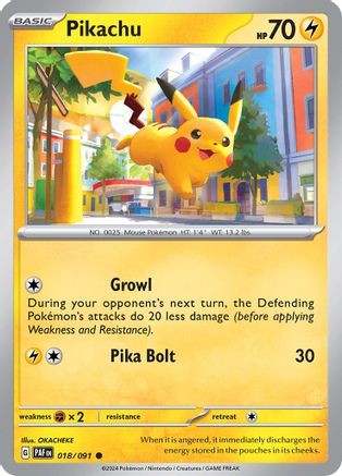 Pikachu (018/091) [SV Paldean Fates] Reverse Holofoil - Common
