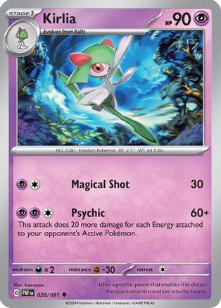 Kirlia (028/091) [SV Paldean Fates] Reverse Holofoil - Uncommon