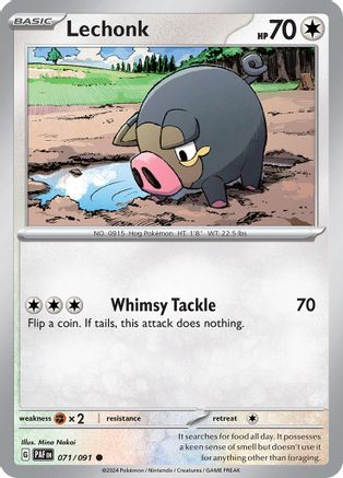 Lechonk (071/091) [SV Paldean Fates] Reverse Holofoil - Common