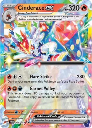 Cinderace ex (028/142) [SV07 Stellar Crown] Holofoil - Double Rare