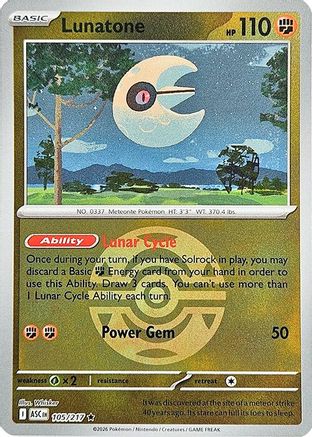 Lunatone (Dusk Ball) (105) [ME Ascended Heroes] Reverse Holofoil - Rare