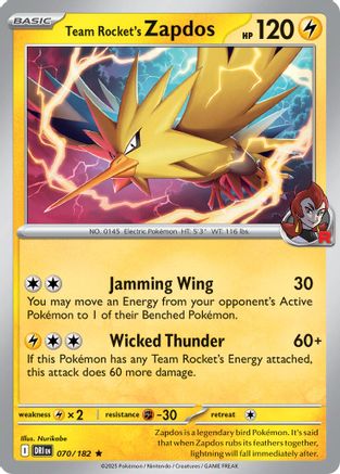 Team Rocket's Zapdos (070/182) [Deck Exclusives] Normal - Rare