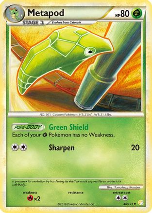 Metapod (046/123) [HeartGold SoulSilver] Reverse Holofoil - Uncommon