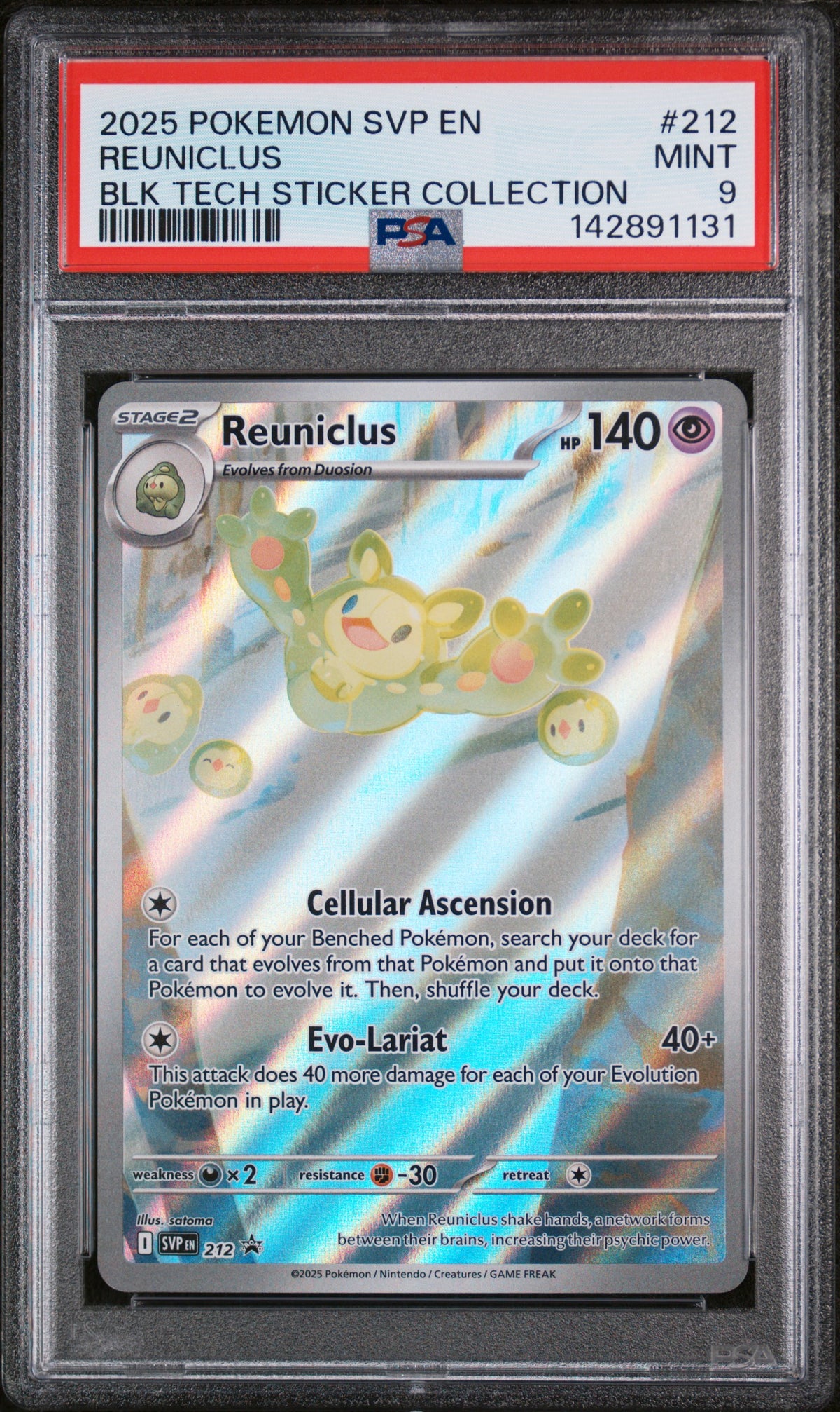 2025 POKEMON SVP EN-SCARLET & VIOLET BLACK STAR PROMOS #212 REUNICLUS BLK TECH STICKER COLLECTION PSA 9 – front
