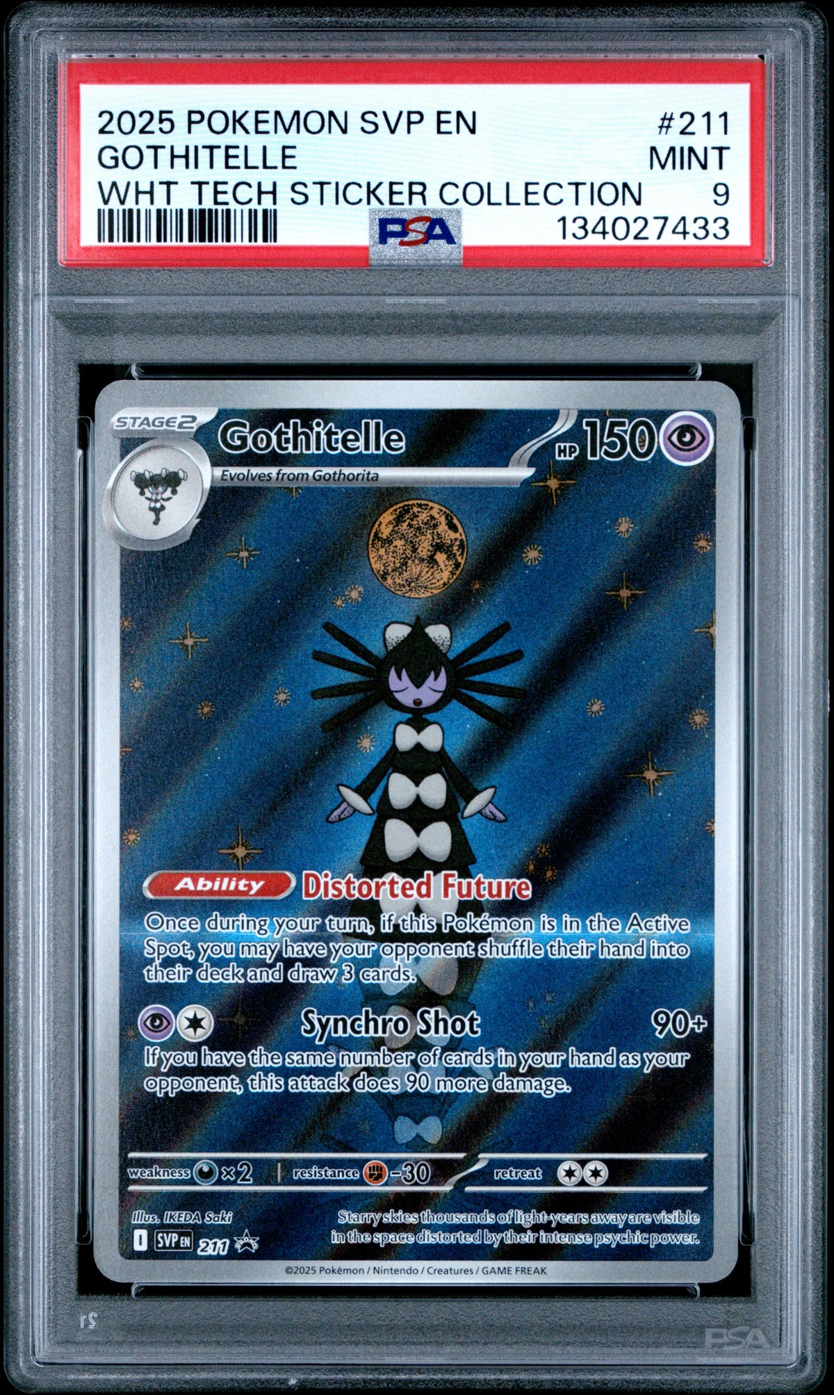 2025 POKEMON SVP EN-SCARLET & VIOLET BLACK STAR PROMOS #211 GOTHITELLE WHT TECH STICKER COLLECTION PSA 9 – front