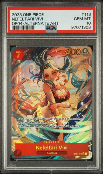 2023 ONE PIECE OP04-KINGDOMS OF INTRIGUE #118 NEFELTARI VIVI ALTERNATE ART PSA 10