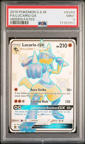 FA/LUCARIO GX HIDDEN FATES PSA 9