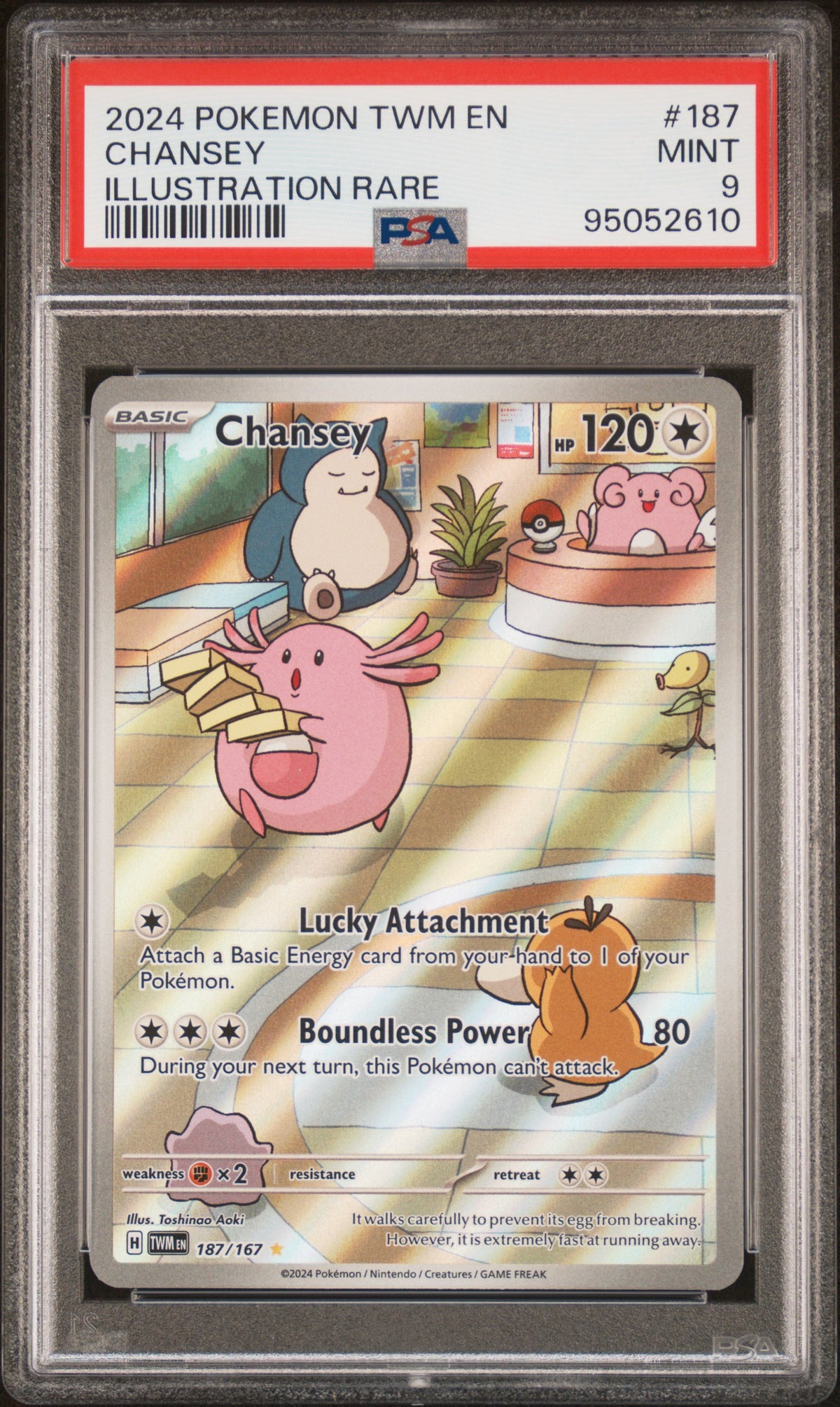 2024 POKEMON TWM EN-TWILIGHT MASQUERADE #187 CHANSEY ILLUSTRATION RARE PSA 9 – front